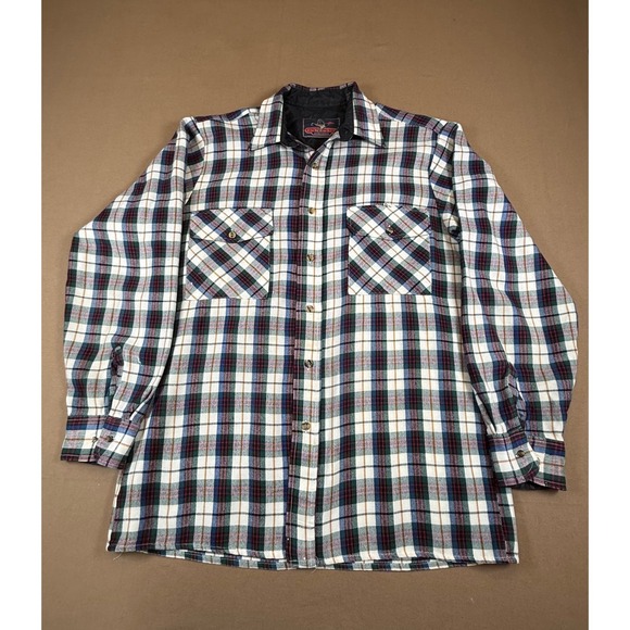 Vintage Back Packer Sportswear Plaid Flannel Shirt Men's Medium Long Sleeve - Picture 1 of 14